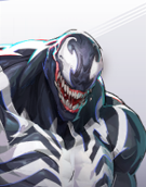 Venom, a vanguard in Marvel Rivals, using symbiote grabs, wide melee attacks, and leaping swings to control the battlefield.